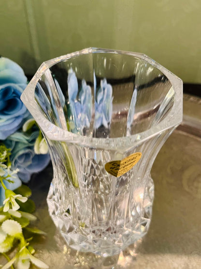 Vintage Royal Crystal Bud Vase 13 cm Diamond Cut Design