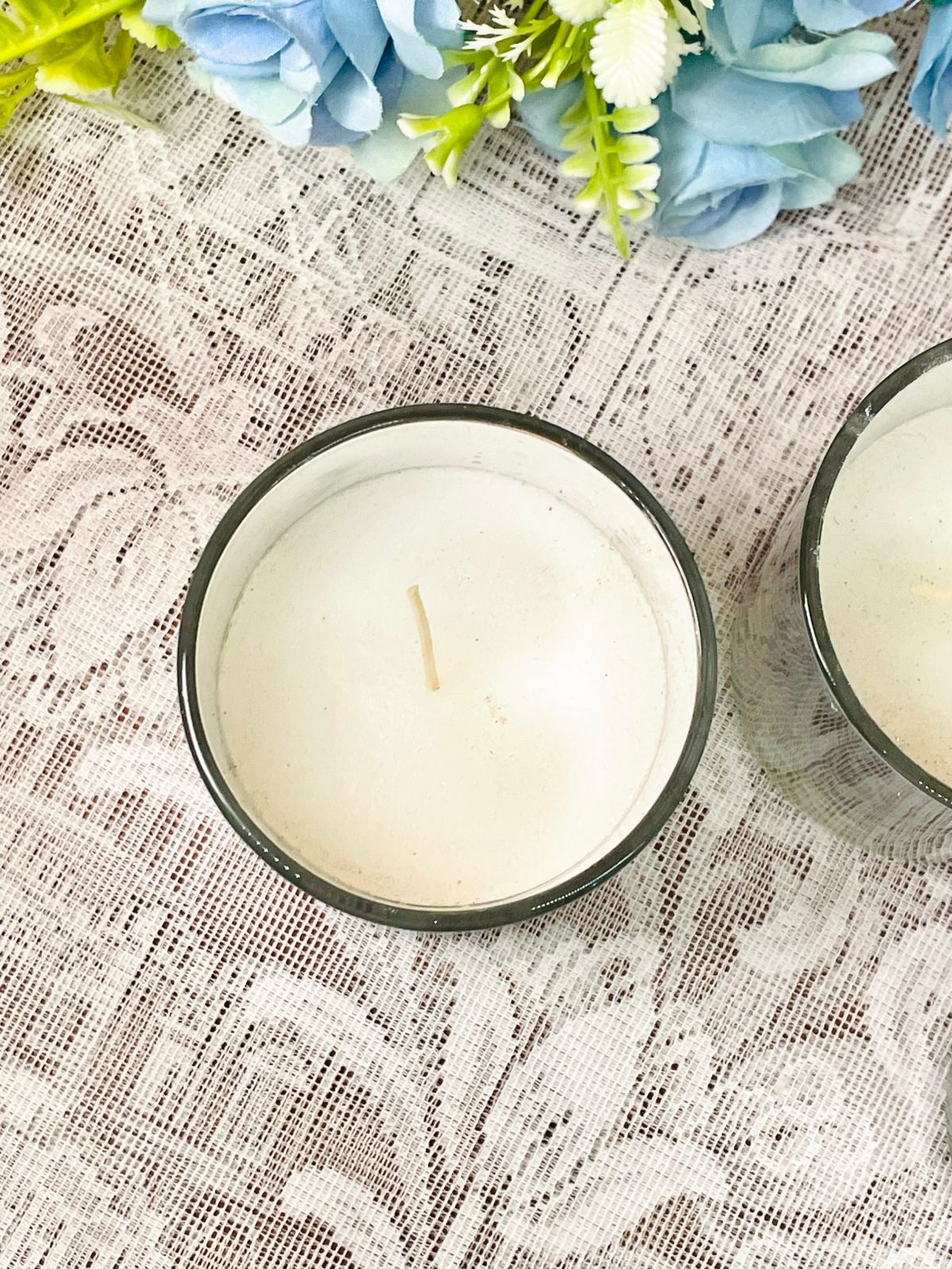 Vintage Silver Mercury Glass Candle Holder with Candles
