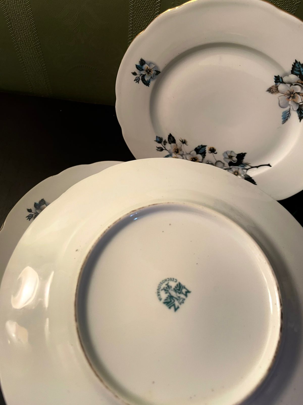 Vintage Blue Floral Fine China Side Plates Set of 6 – 7 Inch