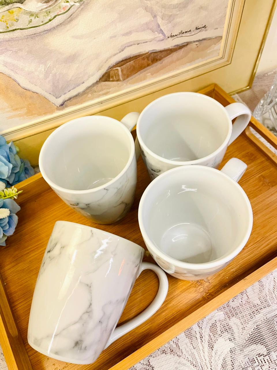 Marble Design Ceramic Mugs (Set of 4)
