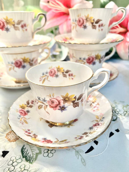 Royal Stafford Floral Bone China Teacup & Saucer Set England