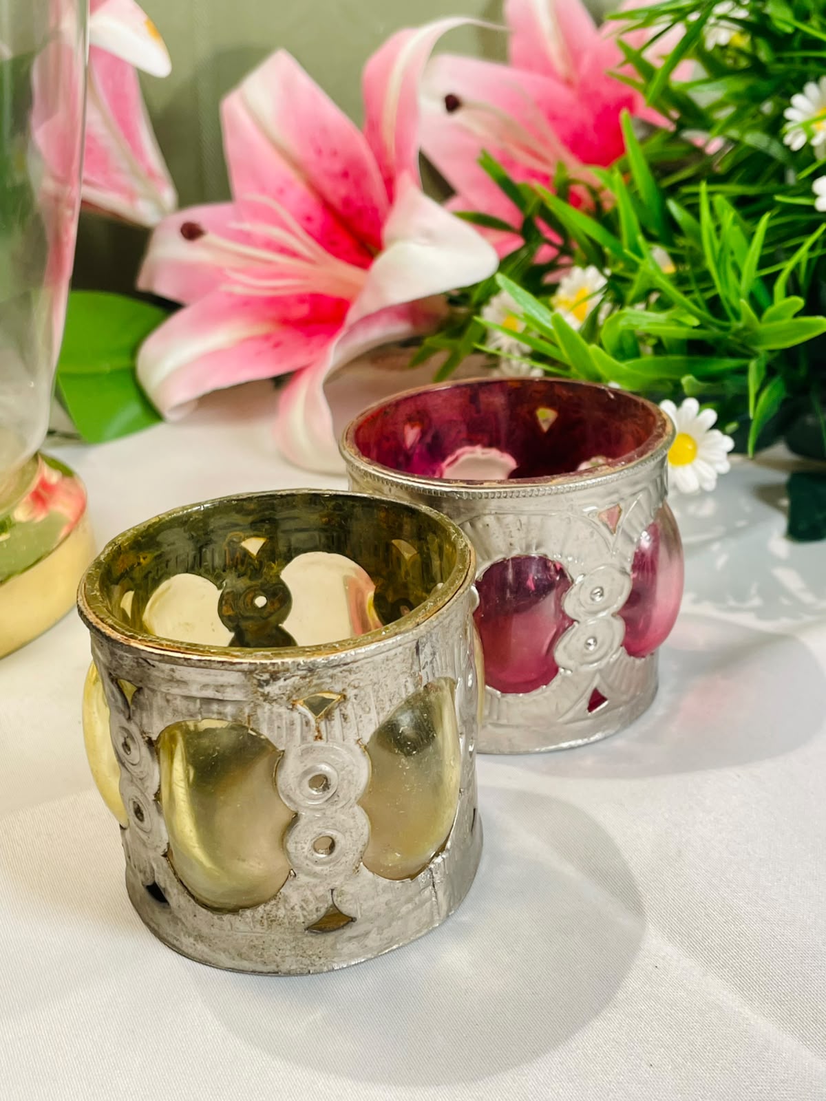 Silver-Tone Owl Crystal Candle Holders – 2 Pieces, 7 cm