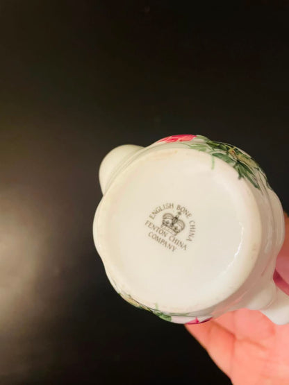 Fenton Bone China Mini Teapot Ornament with Pink Roses