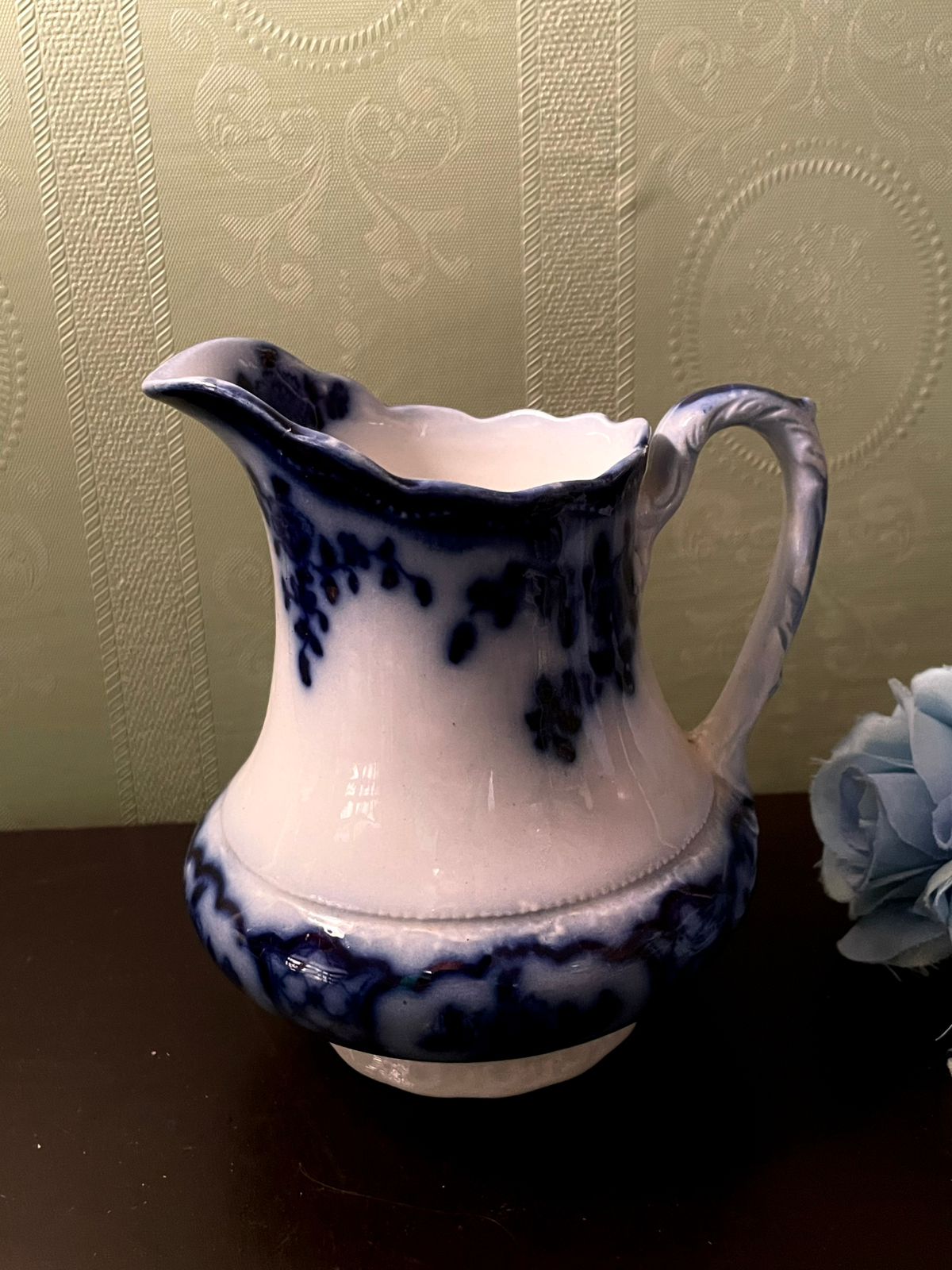 Flow Blue Ceramic Creamer Jug 5 Inch