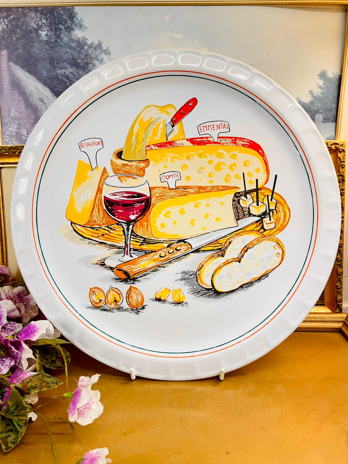Cheese Board Illustration Ceramic Serving Plater Large