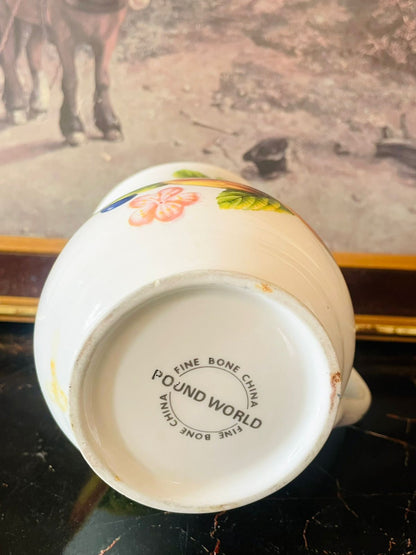 (Vintage English-Style) Pound World Fine Bone China Mug – Orchard Fruits Design