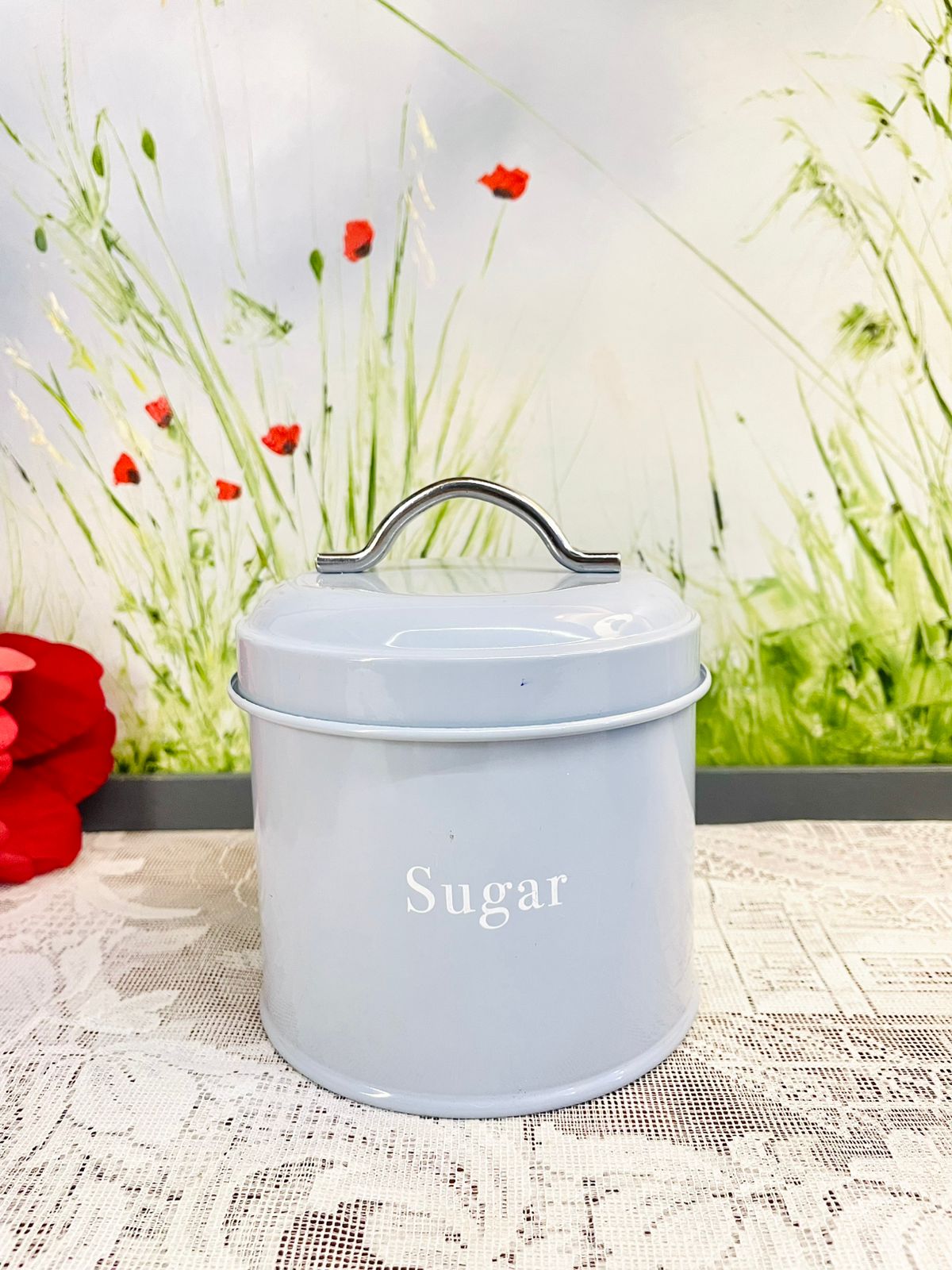 Vintage Grey Tea & Sugar Kitchen Canister Set