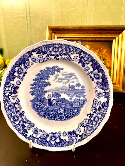 Vintage Blue & White Pastoral Transferware Plate – 7 Inch