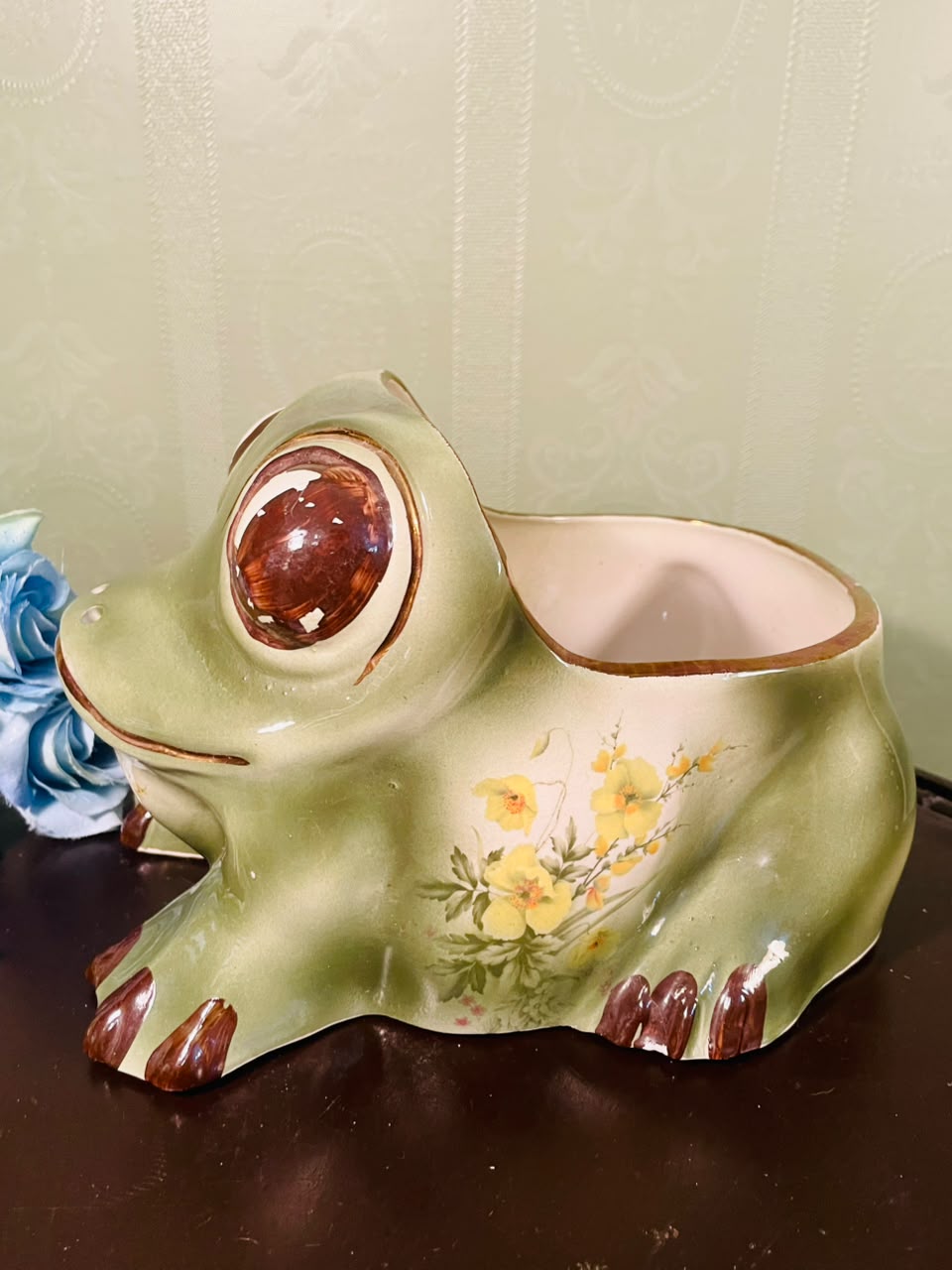 Vintage Ceramic Frog Planter – 7 Inch