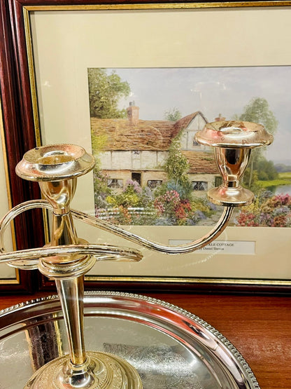 Vintage Silver 3-Arm Candelabra – Elegant Table Centrepiece