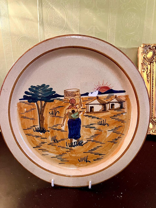 Vintage Hand-Painted Rustic Landscape Decorative Plate 10 Inch Ceramic Wall Plate