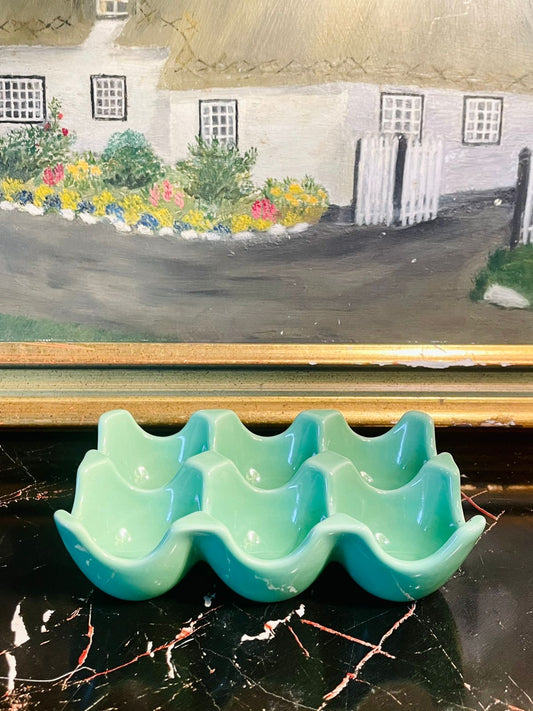 #VintageCeramics #EggHolder #MintGreenCeramic #KitchenDecor #RetroKitchen #FarmhouseStyle #VintageEggTray #CeramicEggHolder #BreakfastTableDecor #EggStorage