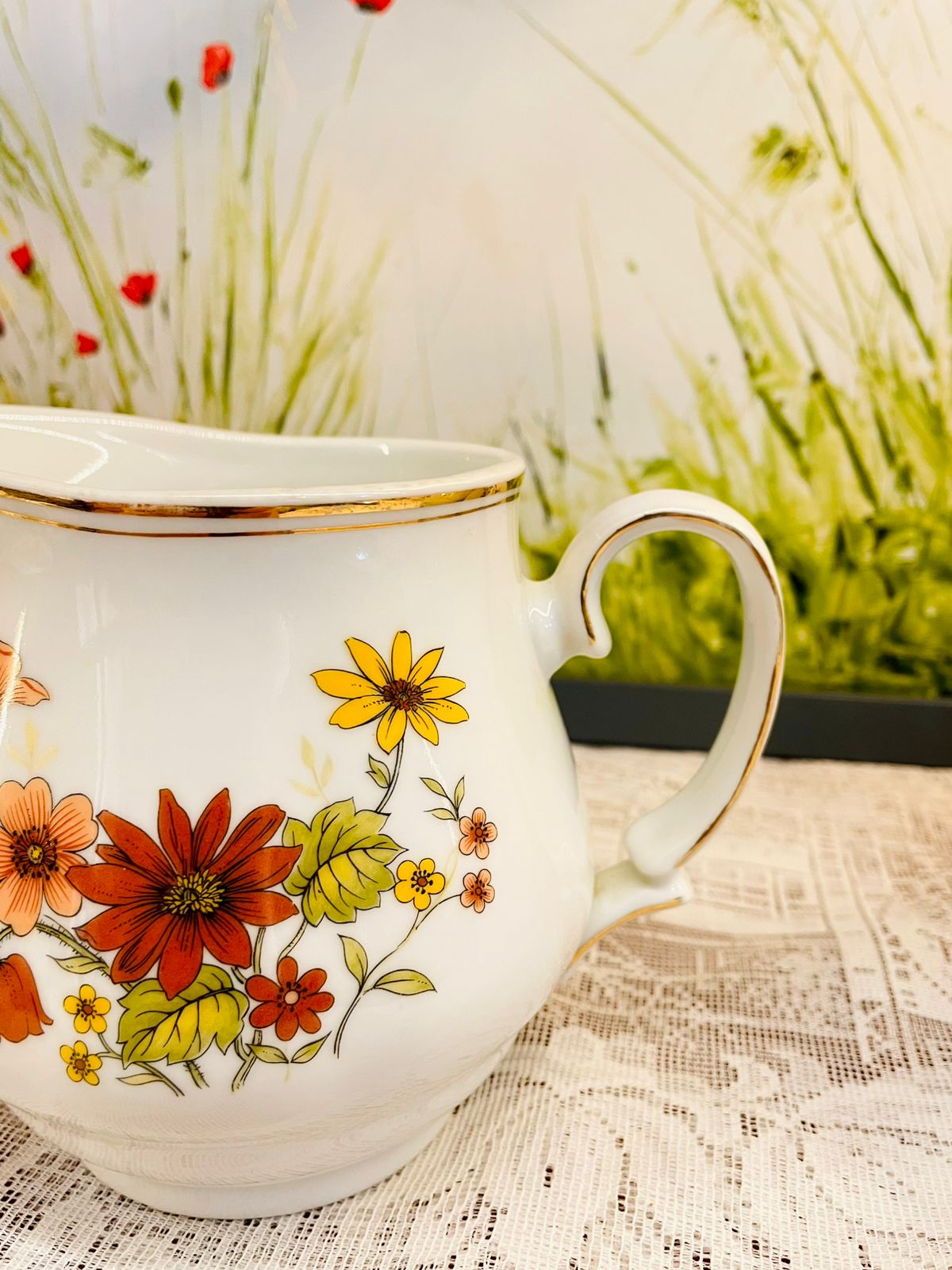 Vintage Staffordshire Floral Ceramic Jug