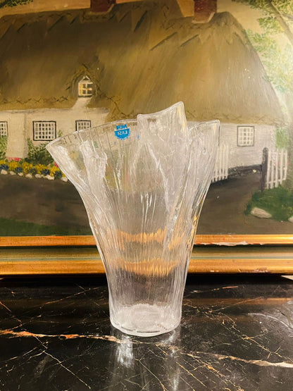 Italian Sabino Style Glass Flower Vase – Textured Glass Made in England