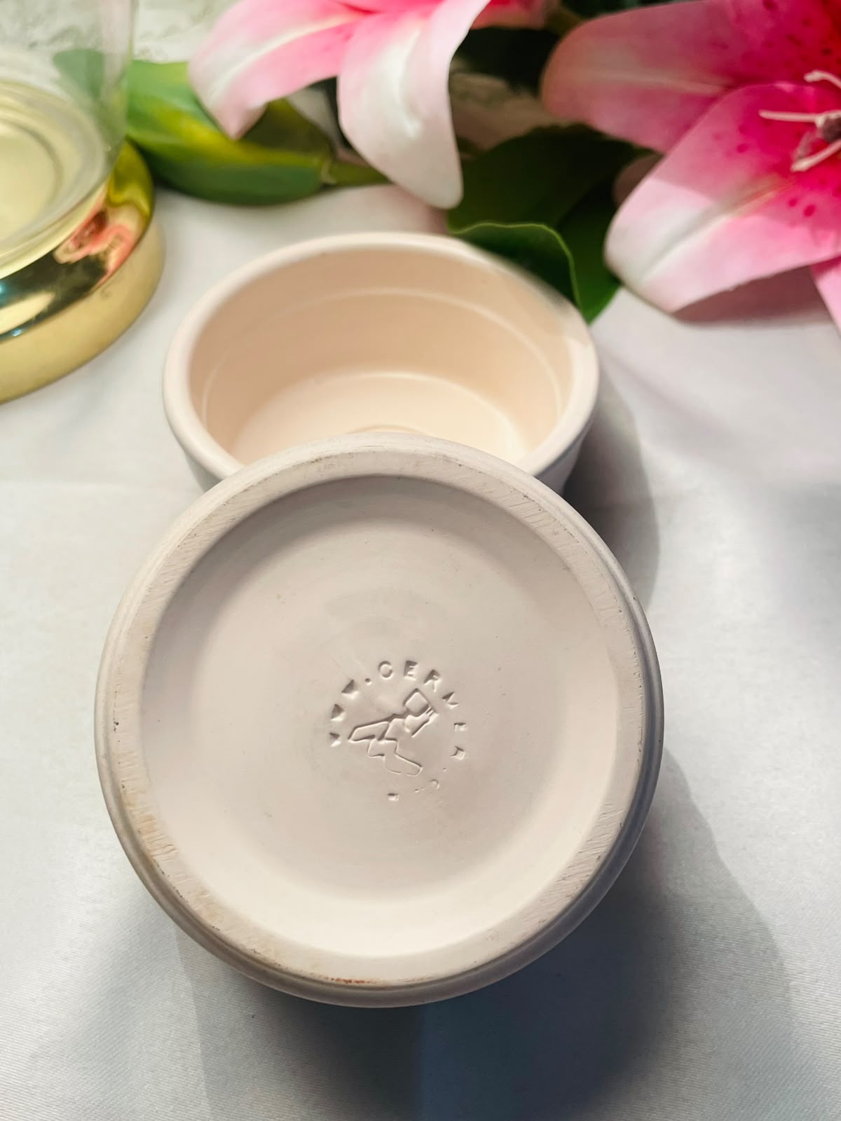 Pair of Cream Glazed Ceramic Ramekin Bowls Approx. 9 cm