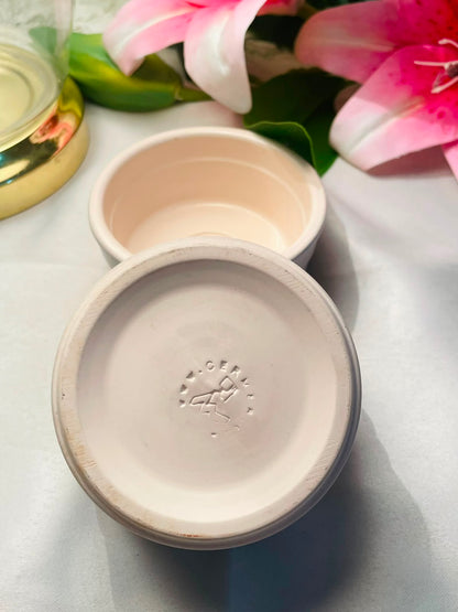 Pair of Cream Glazed Ceramic Ramekin Bowls Approx. 9 cm