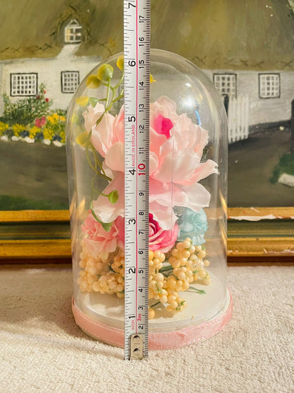 Clear Glass Round Cylinder Flower Dome – Elegant Decorative Display