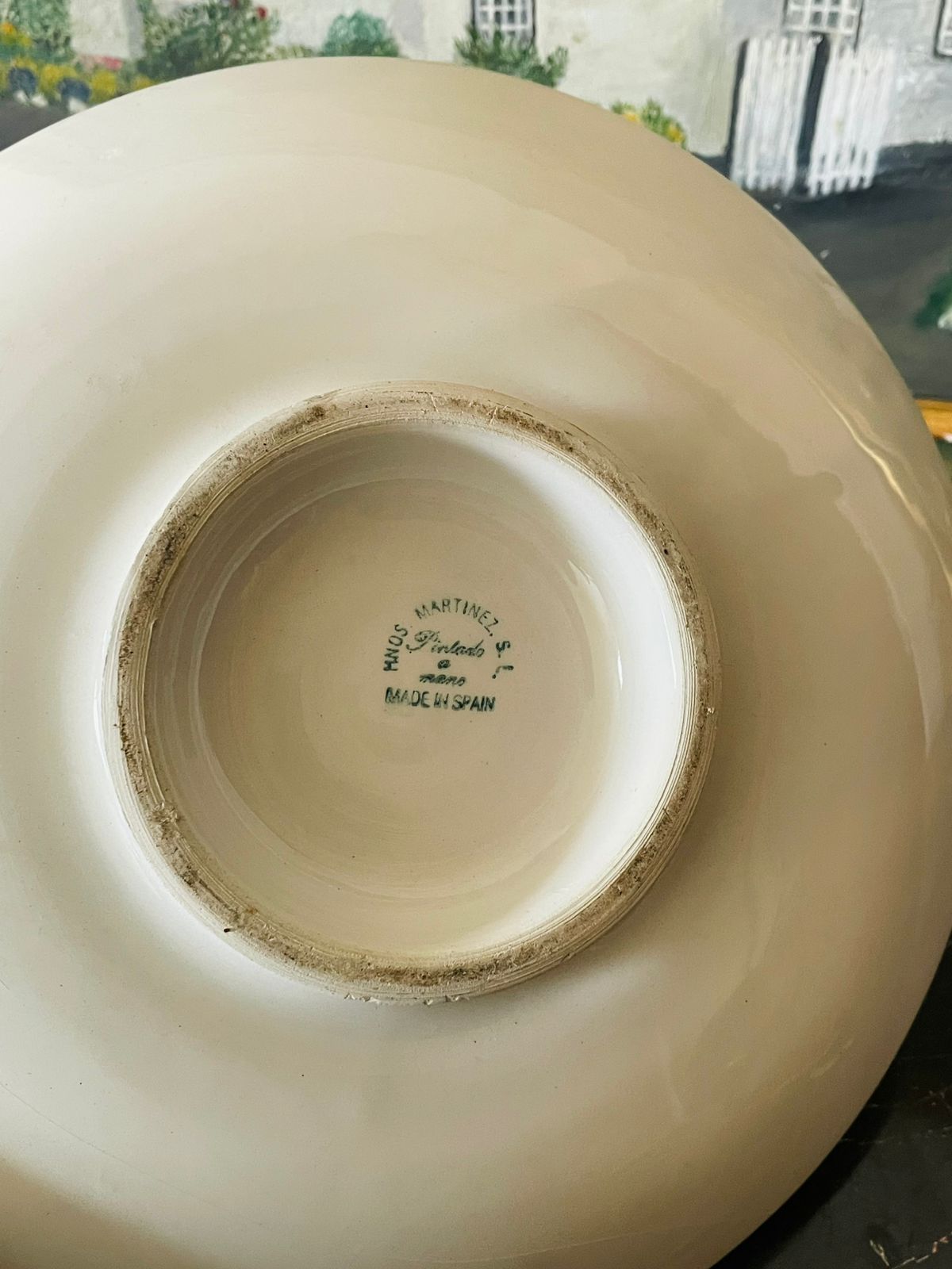 Spanish Hand-Painted Ceramic Serving Large Plater – “Para Volver La Tortilla” Blue & White