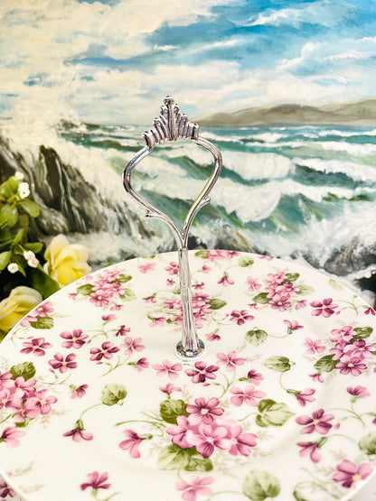 Vintage Pink Floral Two Tier Porcelain Cake Stand