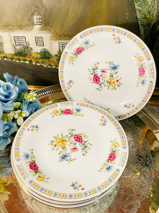 Vintage Floral Fine bone China Plate Set – 5 Pieces