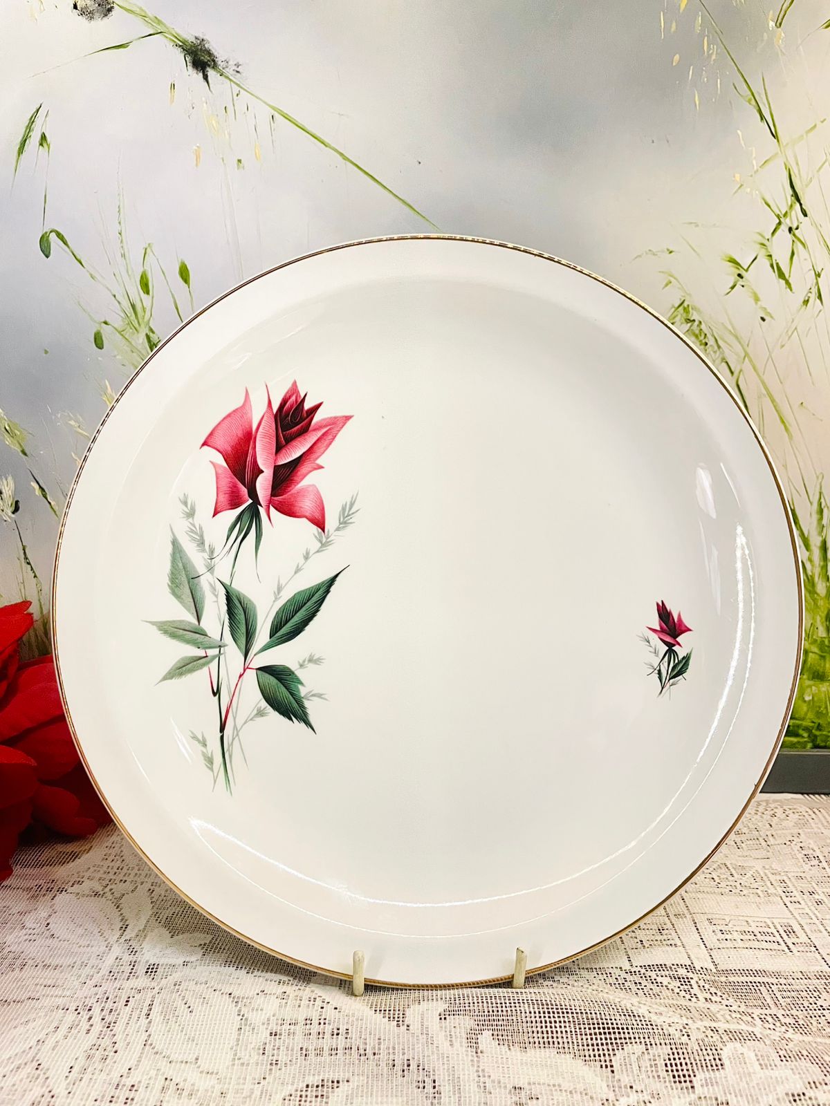 Vintage Alfred Meakin Rose Dinner Plates Set of 5