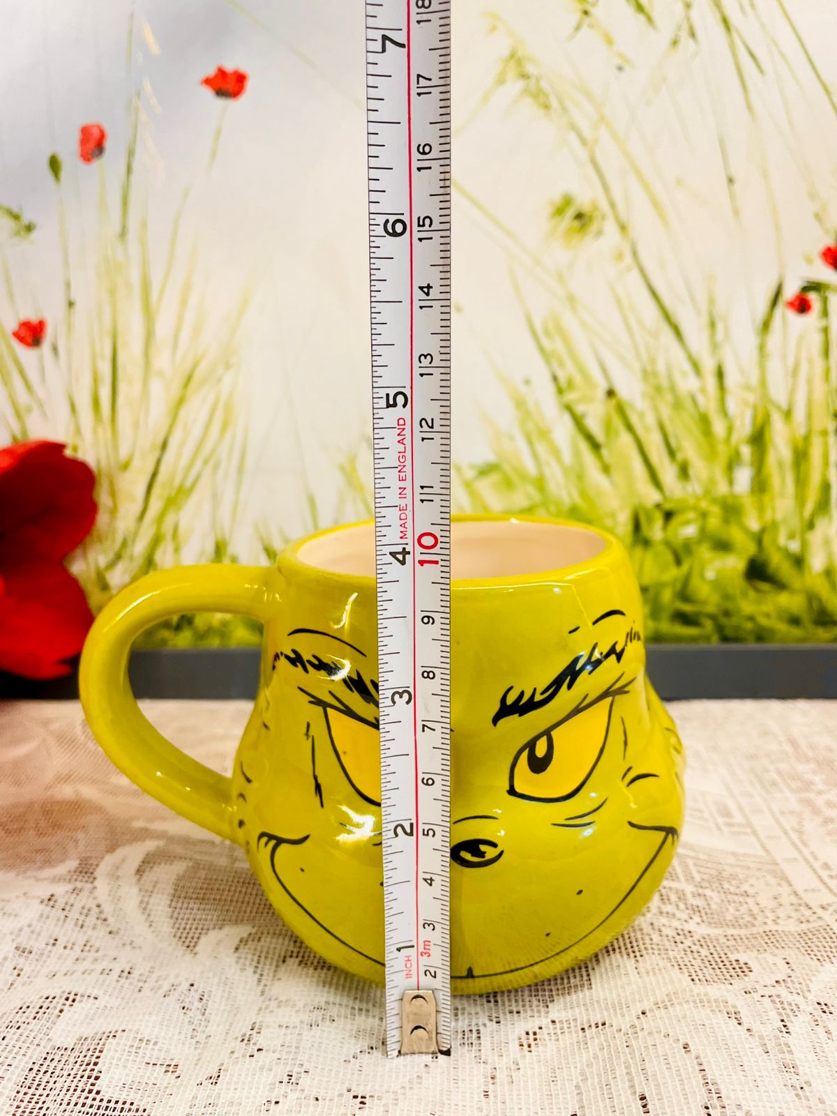 Green Grumpy Face Ceramic Mug