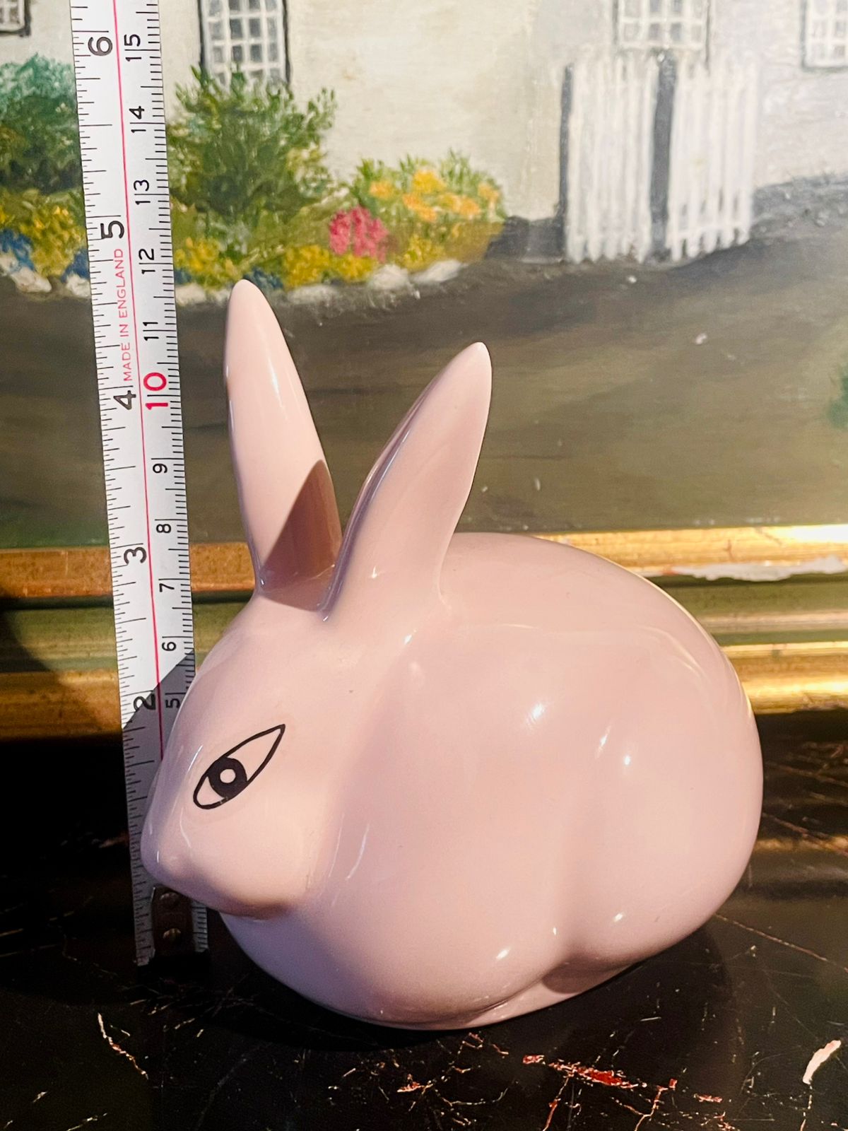 Vintage Hammersley Pink Ceramic Rabbit — Cotton Ball Holder