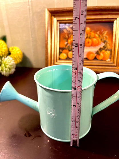 Vintage Mint Green Metal Watering Can – 5 Inch
