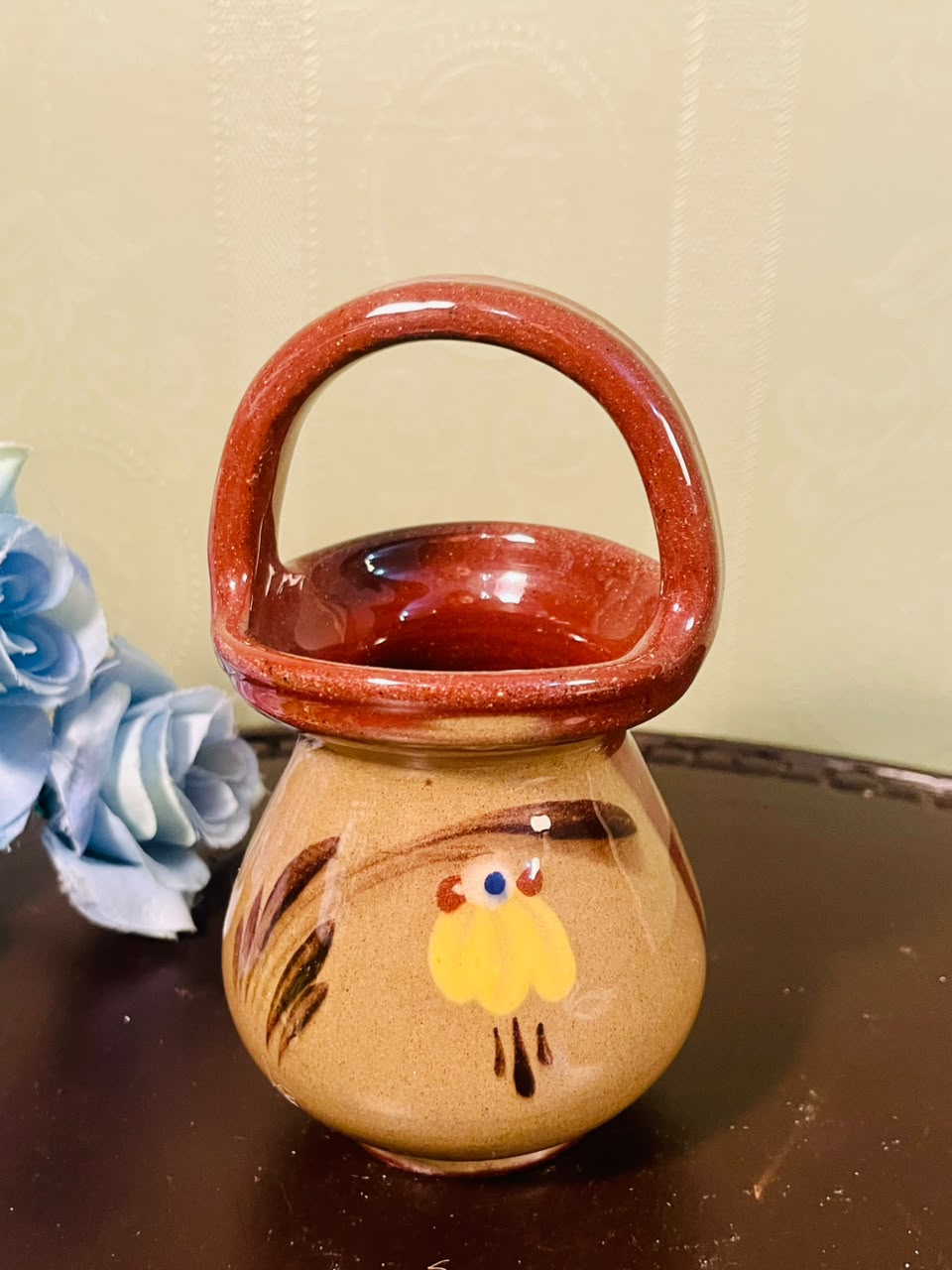 Vintage Hand-Painted Ceramic Candle Holder Lantern – 5 Inch