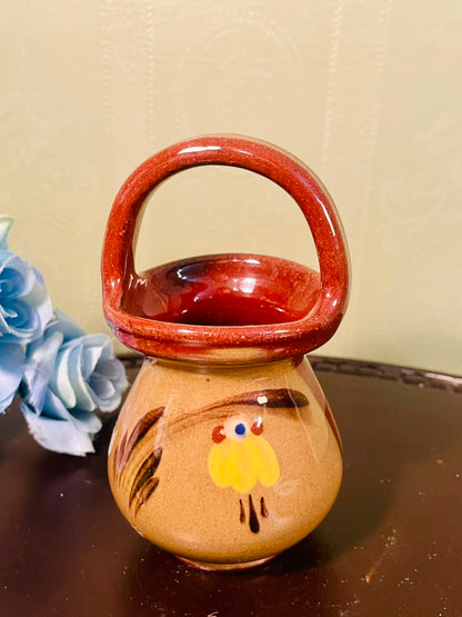 Vintage Hand-Painted Ceramic Candle Holder Lantern – 5 Inch