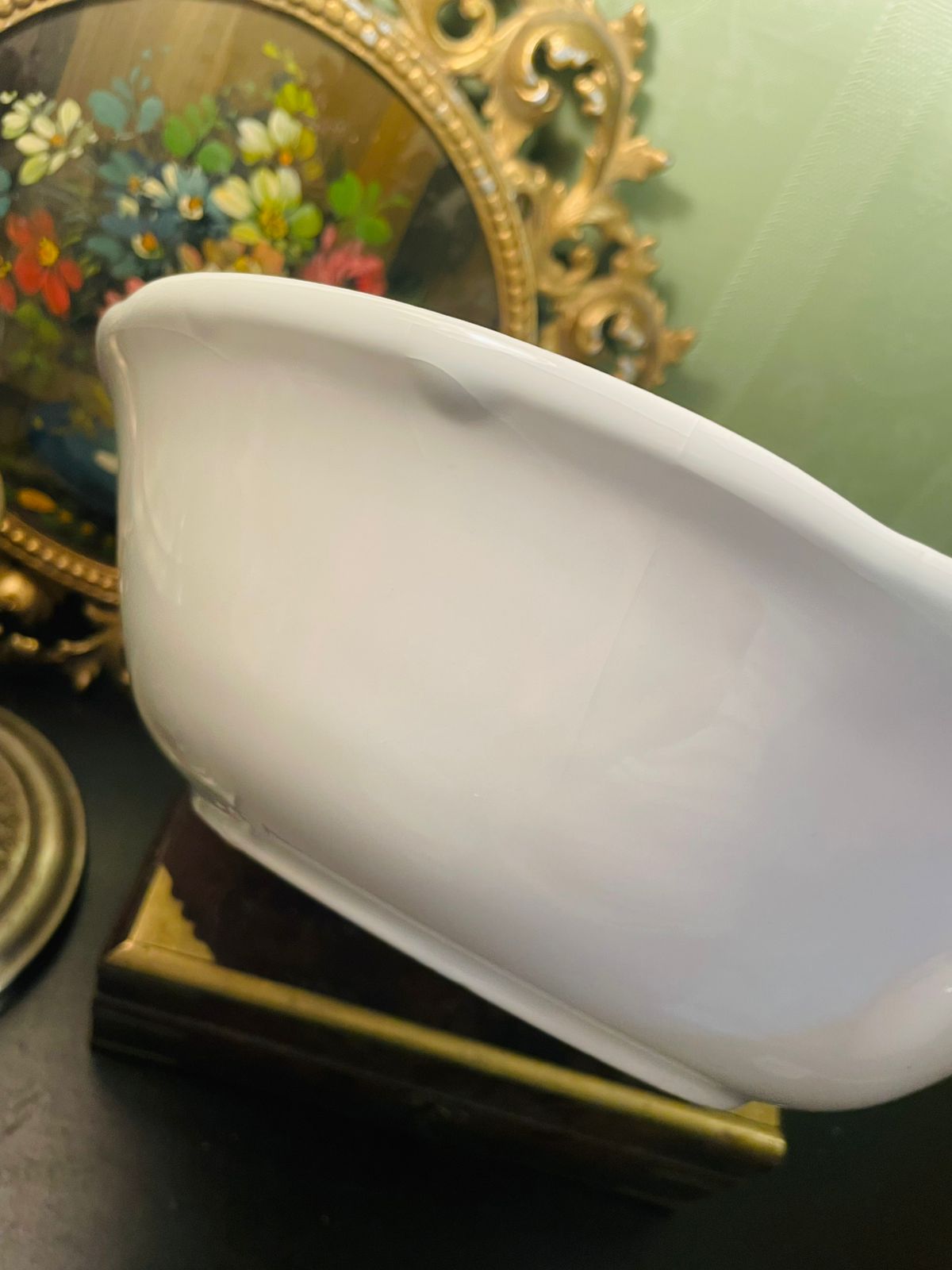 Vintage Pink Floral Ceramic Serving Bowl 10 Inch