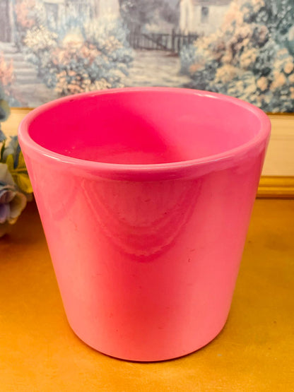 Pink Ceramic Planter Glossy Modern Decor Statement Pot