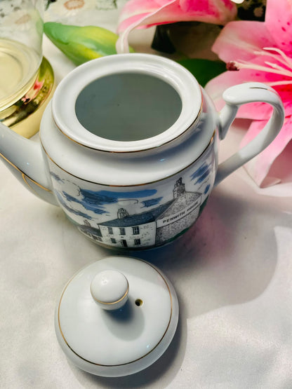 Vintage Penwith House Souvenir Teapot – Scenic Ceramic Teapot with Gold Trim – Approx. 12 cm