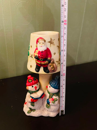 Santa Snowman Ceramic Tealight Candle Holder