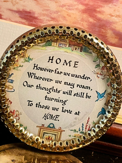 Vintage Brass Tabletop Plaque with Poem – "Home"