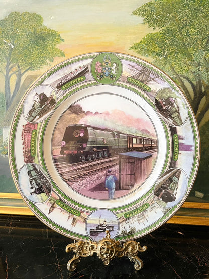 Coalport collector plate, Bournemouth Belle, Southern Railway, vintage train plate, limited edition china, British railway memorabilia, fine bone china, made in England, steam train decor, transport collectible, railway heritage gift, vintage Coalport England