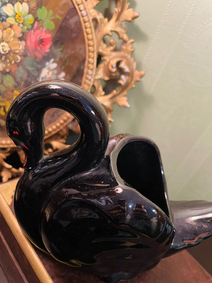 Black Swan Ceramic Planter Vase 5 Inch Decorative Ornament
