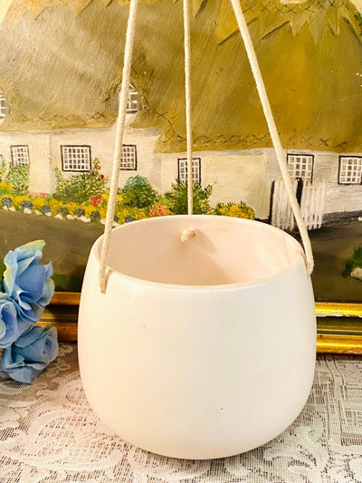 Minimalist White Hanging Planter – Ceramic Indoor Decor