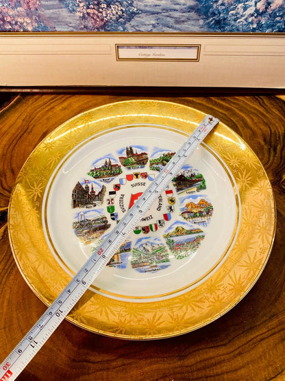 Vintage Switzerland Souvenir Plate Scenic Cities Suisse
