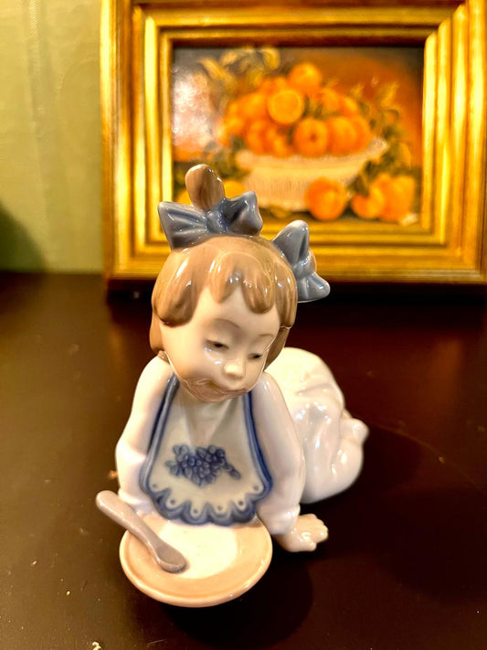 Vintage Porcelain Girl with Bowl Figurine – 4 Inch