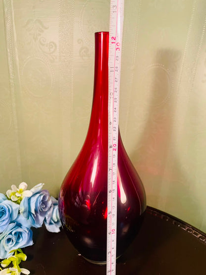 Large Red Decorative Crystal Floor Vase – 12 Inch Modern Statement Vase