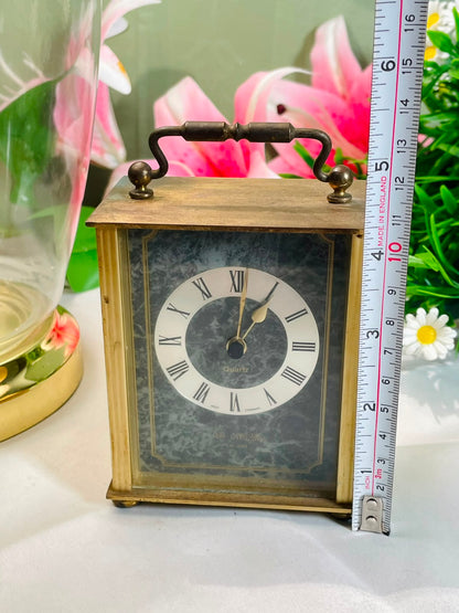 West Germany Brass-Tone Quartz Carriage Clock – 12 cm