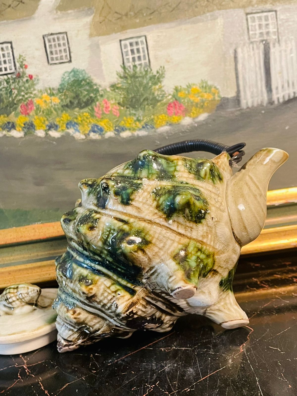 Vintage Seashell Ceramic Teapot ( 13cm )– Handcrafted Coastal Design – England