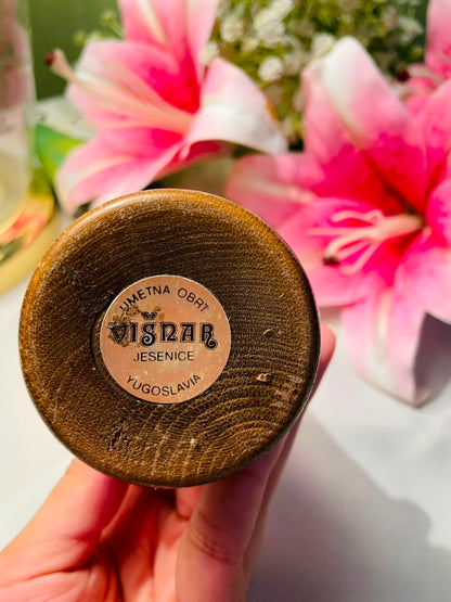 Višnar Yugoslavia Wooden Floral Vase Approx. 12 cm