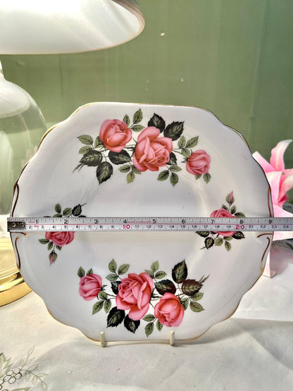 Duchess Bone China Pink Rose Floral Cake Plater – 9 Inch