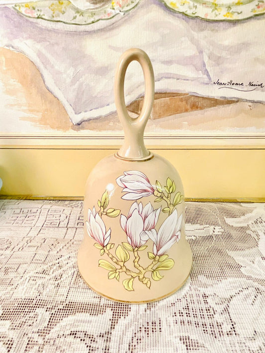Vintage Magnolia Porcelain Bell – Cottage Floral Decor