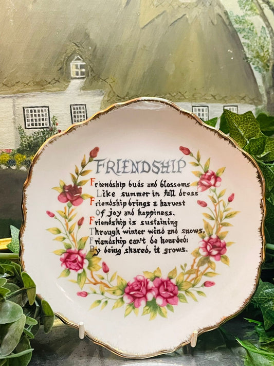 Friendship Vintage Decorative Plate  poem for friendship, Made in Japan