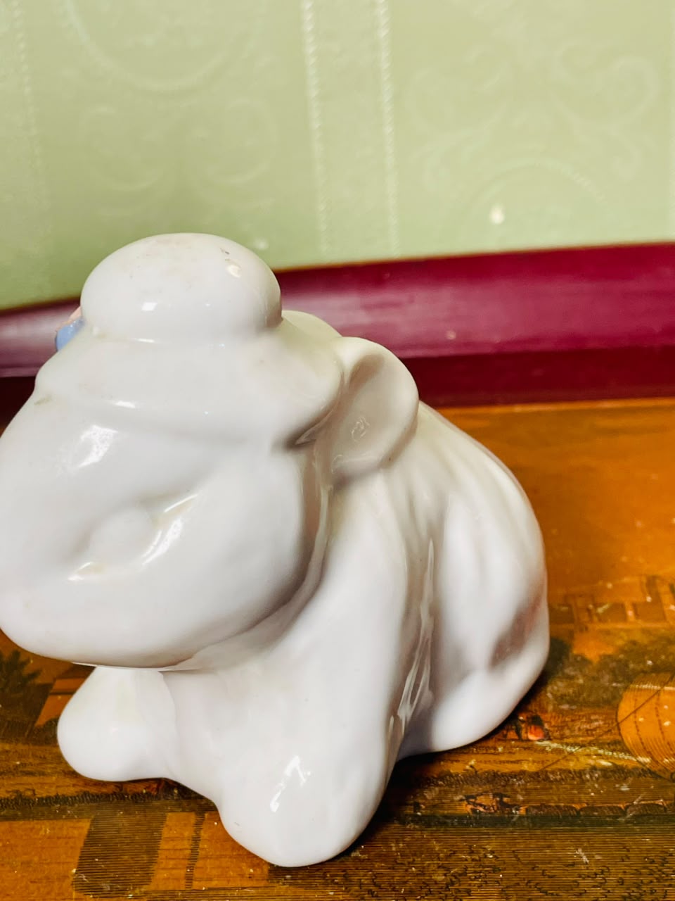 Vintage White Hippo Ceramic Figurine 4 Inch