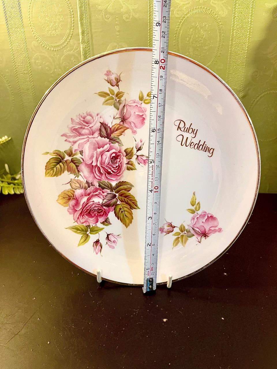 Ruby Wedding Rose Decorative Plate 9 Inch