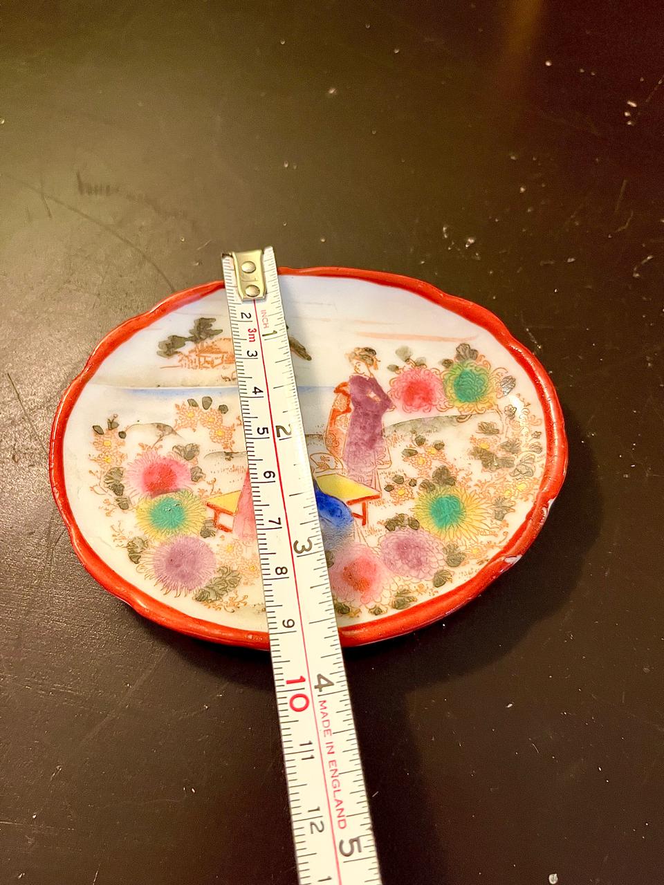 Vintage Geisha Floral Porcelain Plate – 4 Inch